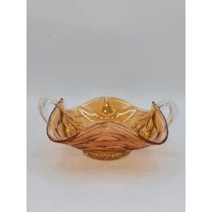 Fenton Honeycomb & Clover Carnival Glass Candy Dish Bowl‎ with Handles Pedestal